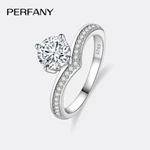 Anillo de moissanita de 0,5-2CT para mujer, diseño de corona de plata pura S925, Diamante de laboratorio, joyería de lujo para boda 1
