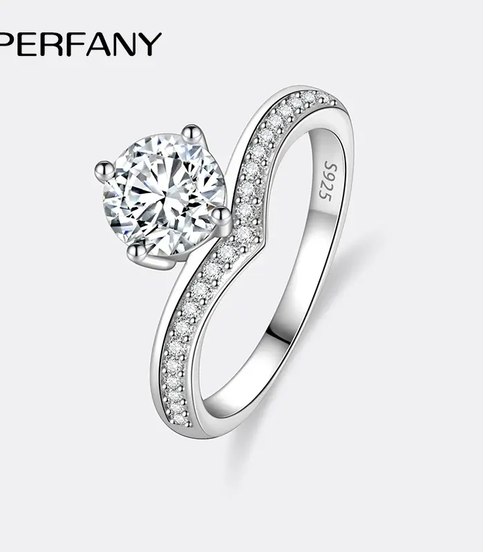 Anillo de moissanita de 0,5-2CT para mujer, diseño de corona de plata pura S925, Diamante de laboratorio, joyería de lujo para boda 1