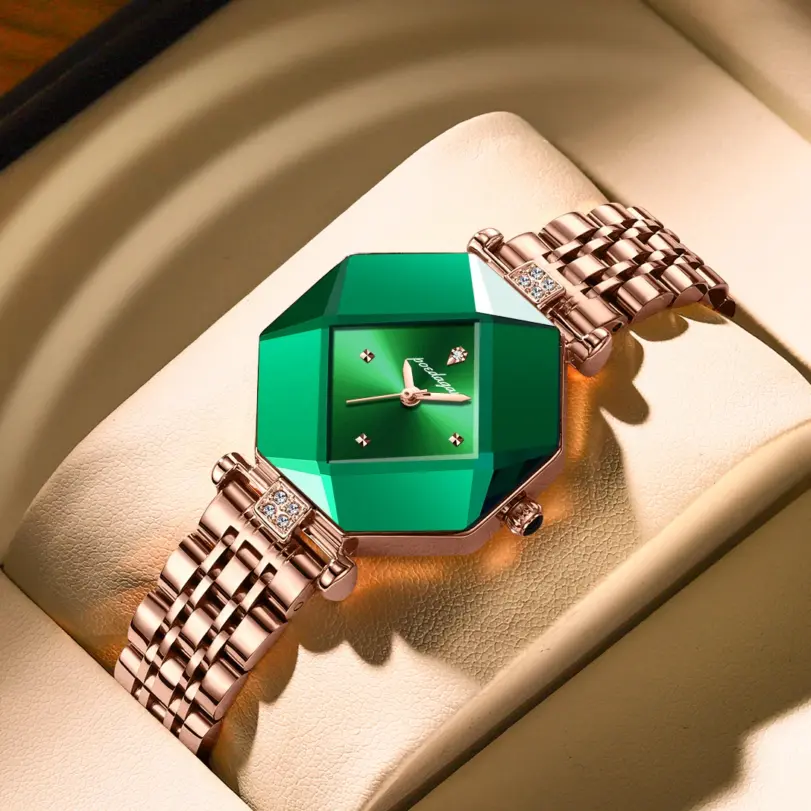 Reloj para mujer, relojes de cuarzo con diamantes verdes de lujo para mujer, relojes de moda resistentes al agua con manchas de acero inoxidable, Gif para novia 1 Reloj para mujer, relojes de cuarzo con diamantes verdes de lujo para mujer, relojes de moda resistentes al agua con manchas de acero inoxidable, Gif para novia 1