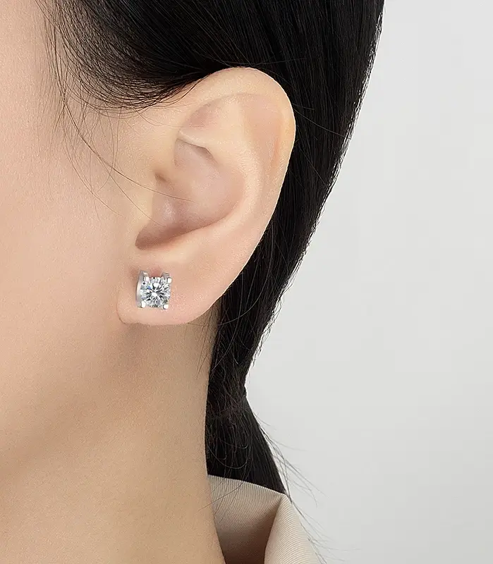 Pendientes de moissanita de 0,3-1CT para mujer, plata pura S925, cabeza de toro clásica, diamante de laboratorio, joyería de lujo para boda 2
