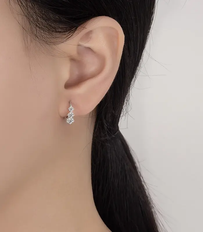 pendientes de moissanita para mujer, S925 plata pura, temperamento de diamante de laboratorio, joyería de boda de moda, 0,72 CT 2