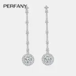 pendientes de gota de moissanita de 1CT para mujer, aretes largos redondos de plata pura S925 con diamantes de laboratorio, joyería de fiesta de alta gama 5 pendientes de gota de moissanita de 1CT para mujer, aretes largos redondos de plata pura S925 con diamantes de laboratorio, joyería de fiesta de alta gama 5