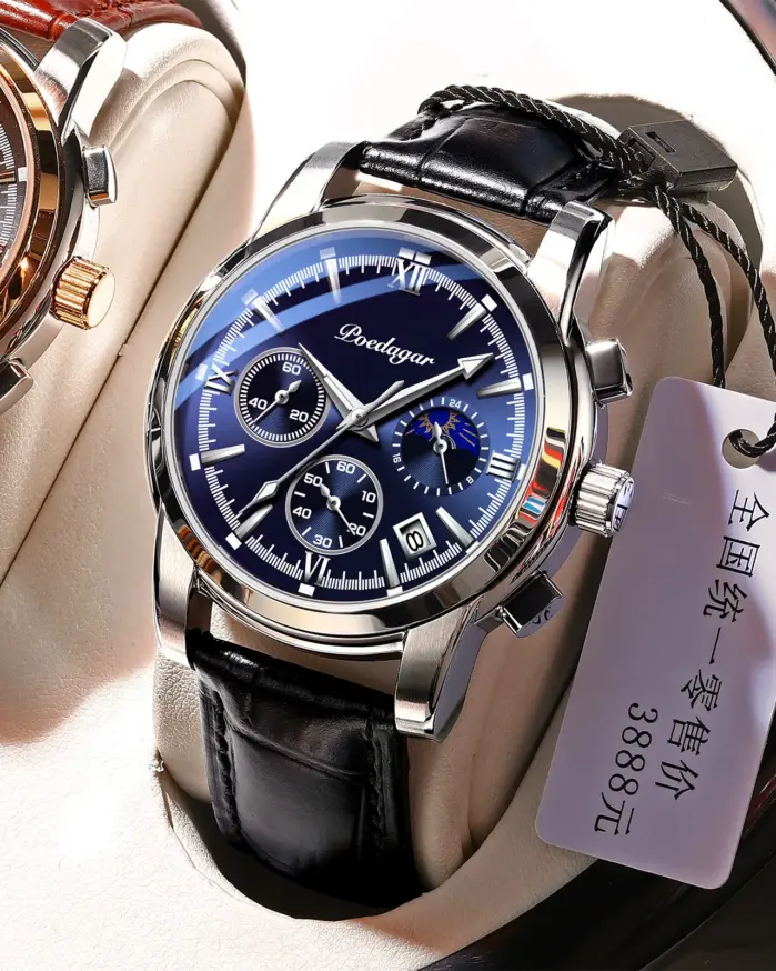 Reloj de pulsera de cuarzo y cuero para hombre, accesorio de marca superior de lujo, resistente al agua, luminoso, deportivo, a la moda, color azul, 2021 1