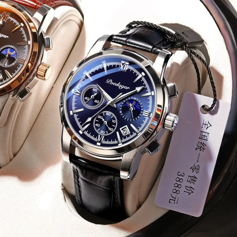 Reloj de pulsera de cuarzo y cuero para hombre, accesorio de marca superior de lujo, resistente al agua, luminoso, deportivo, a la moda, color azul, 2021 1 Reloj de pulsera de cuarzo y cuero para hombre, accesorio de marca superior de lujo, resistente al agua, luminoso, deportivo, a la moda, color azul, 2021 1
