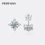 Pendientes de moissanita 0,5/1CT para mujer S925 plata pura estrella de cuatro garras pendientes de diamantes certificados GRA joyería de fiesta 4