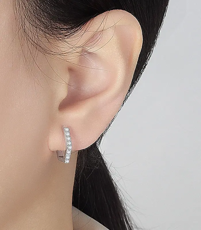 pendientes de aro de moissanita para mujer, plata pura S925, diseño Hexagonal, diamante de laboratorio, joyería de lujo 2