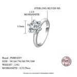 Anillo de moissanita de 1-5CT para mujer, plata pura S925, clásico, seis garras, diamante de laboratorio, certificado GRA, joyería de boda 3