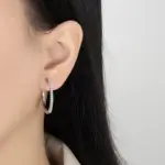 pendientes de aro de moissanita para mujer, 0,54 CT, plata pura S925, diamante brillante de laboratorio, regalo de joyería de boda de lujo 2
