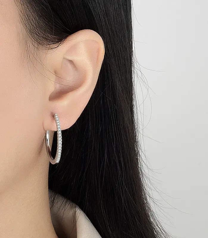 pendientes de aro de moissanita para mujer, 0,54 CT, plata pura S925, diamante brillante de laboratorio, regalo de joyería de boda de lujo 2