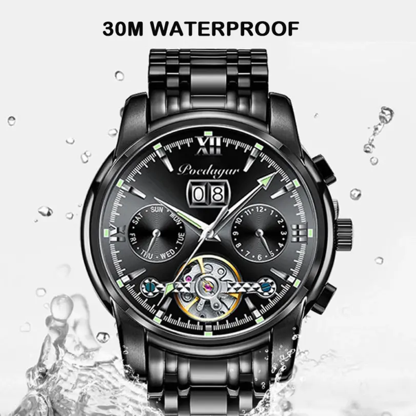 relojes mecánicos a la moda para hombre, pulsera automática de lujo, informal, de negocios, resistente al agua, luminoso, 2024 5