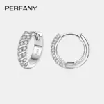 PERFANY-pendientes de aro de moissanita para mujer, S925 plata pura, Diamante de laboratorio, joyería de fiesta de boda, moda 4