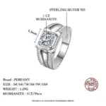 Anillo de moissanita de 1CT para hombre, anillo de compromiso de diamante de laboratorio con incrustaciones de plata pura S925, joyería de lujo para boda 3