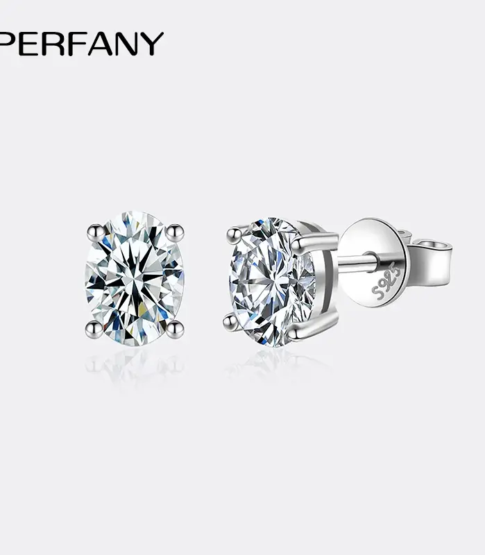 pendientes de moissanita para mujer, 0,5-2 quilates, plata pura S925, corte ovalado, diamante simulado, joyería de boda de lujo 1