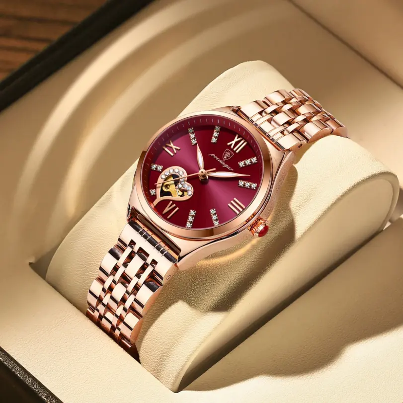 relojes para mujer, moda de oro rosa, acero inoxidable, reloj de pulsera de cuarzo resistente al agua, regalo romántico para novia 1 relojes para mujer, moda de oro rosa, acero inoxidable, reloj de pulsera de cuarzo resistente al agua, regalo romántico para novia 1
