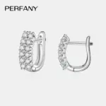 pendientes de aro de moissanita para mujer, 100% de plata pura, doble fila de diamantes brillantes, elegante regalo de joyería de moda, 0,72 quilates 4