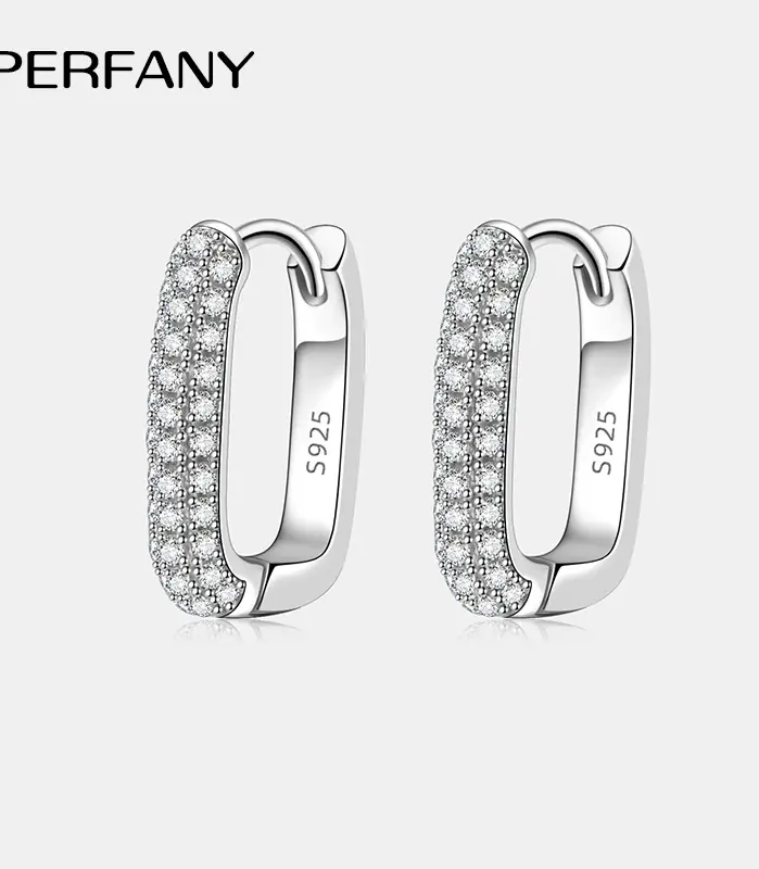 0.42CT todos los pendientes de aro de moissanita para mujer 100% plata pura pendientes cuadrados de diamantes de laboratorio joyería de boda de moda 1