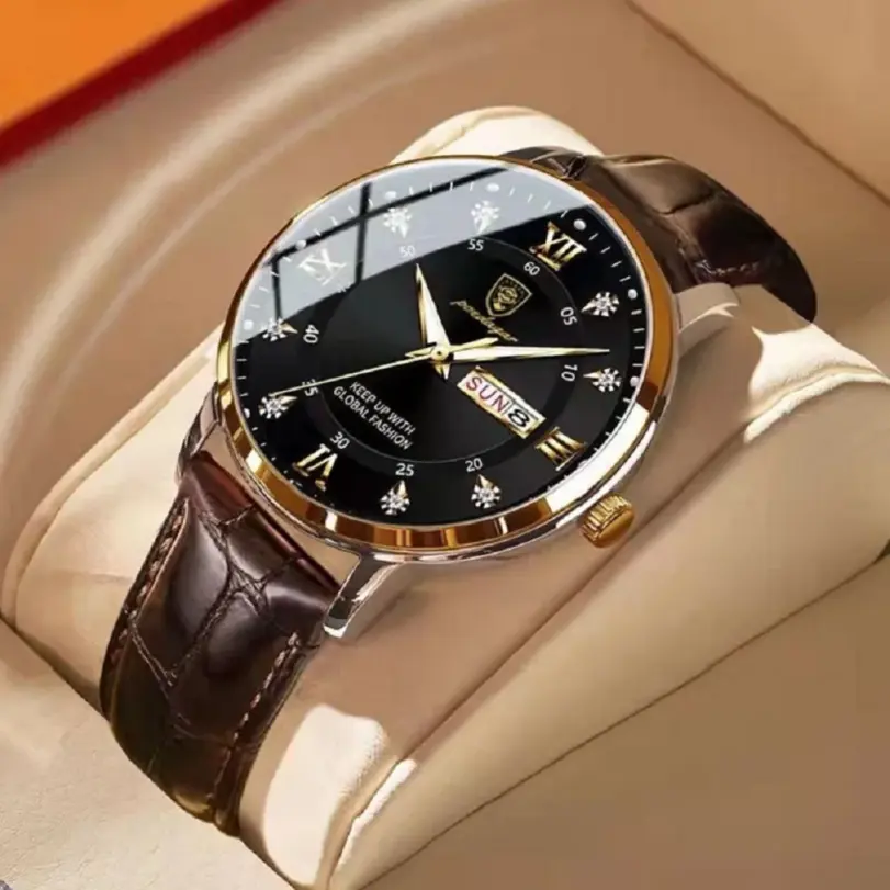 POEDAGAR-relojes ultrafinos para hombre, pulsera de cuero de alta calidad, de lujo, resistente al agua, luminoso, con fecha, informal de negocios 1 POEDAGAR-relojes ultrafinos para hombre, pulsera de cuero de alta calidad, de lujo, resistente al agua, luminoso, con fecha, informal de negocios 1