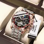 reloj mecánico automático de lujo para hombre, Tourbillon hueco, resistente al agua, luminoso, fecha, semana, relojes de acero inoxidable para hombre 6