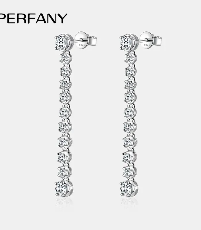 1,18 CT pendiente de gota de moissanita completo para mujer S925 plata pura laboratorio cultivar diamante joyería de diseño avanzado de moda 1