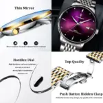 Reloj de lujo para hombre, relojes luminosos resistentes al agua de acero inoxidable, reloj deportivo de cuarzo, reloj de pulsera de negocios con fecha para hombre 5