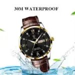 POEDAGAR-relojes ultrafinos para hombre, pulsera de cuero de alta calidad, de lujo, resistente al agua, luminoso, con fecha, informal de negocios 2