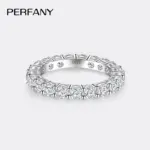 Anillo de moissanita completo de 3mm para mujer, plata pura S925, diamante eterno, anillo de compromiso apilable, joyería de lujo 4