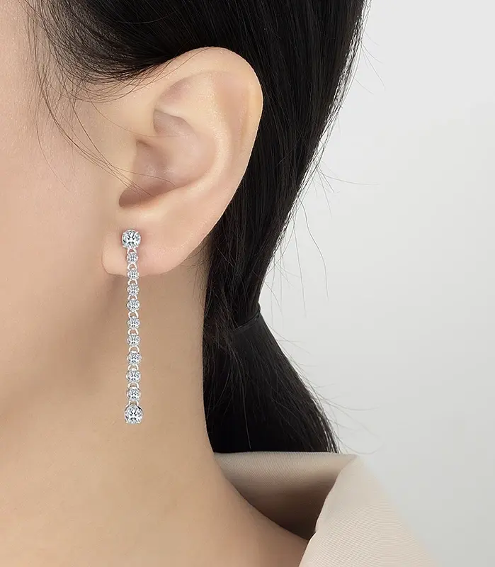 1,18 CT pendiente de gota de moissanita completo para mujer S925 plata pura laboratorio cultivar diamante joyería de diseño avanzado de moda 2