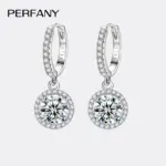 Pendientes de moissanita de 1 quilate para mujer, pendientes redondos de plata pura S925 con certificado GRA, joyería de boda de moda 1