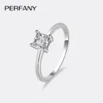 Anillo de moissanita de corte cuadrado de 0,6 quilates para mujer, joyería de boda de moda Simple con diamantes de imitación de plata pura S925 4