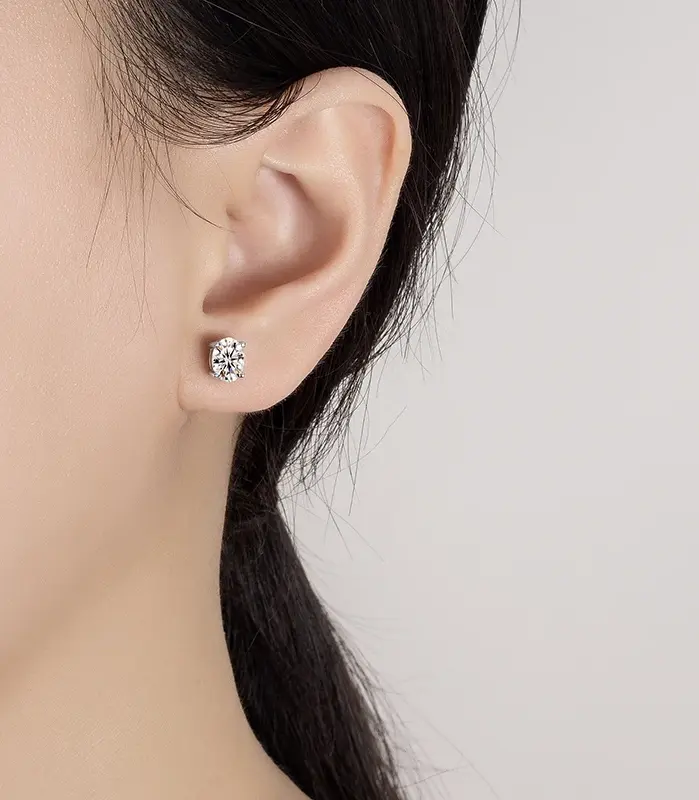 pendientes de moissanita para mujer, 0,5-2 quilates, plata pura S925, corte ovalado, diamante simulado, joyería de boda de lujo 2