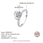 Anillo de compromiso de moissanita para mujer, 0,5/1/2CT, plata pura S925, joyería de boda de diamante con certificado GRA clásico de cuatro garras 3 Anillo de compromiso de moissanita para mujer, 0,5/1/2CT, plata pura S925, joyería de boda de diamante con certificado GRA clásico de cuatro garras 3