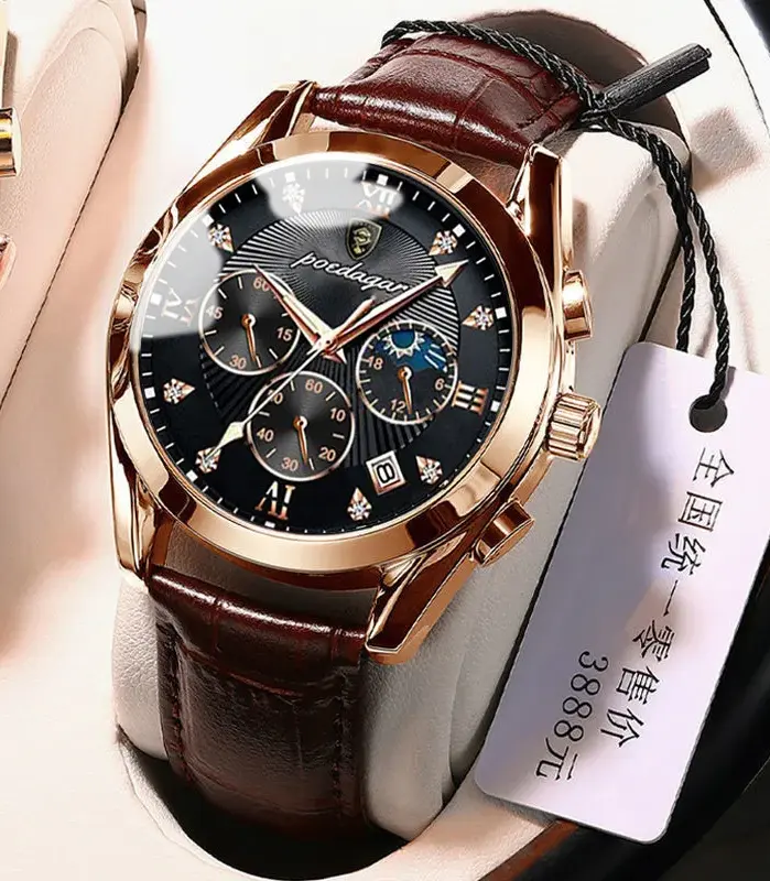 relojes para hombres de marca superior de lujo resistente al agua Cuero Luminoso reloj de pulsera de cuarzo reloj Masculino deporte de negocios 1