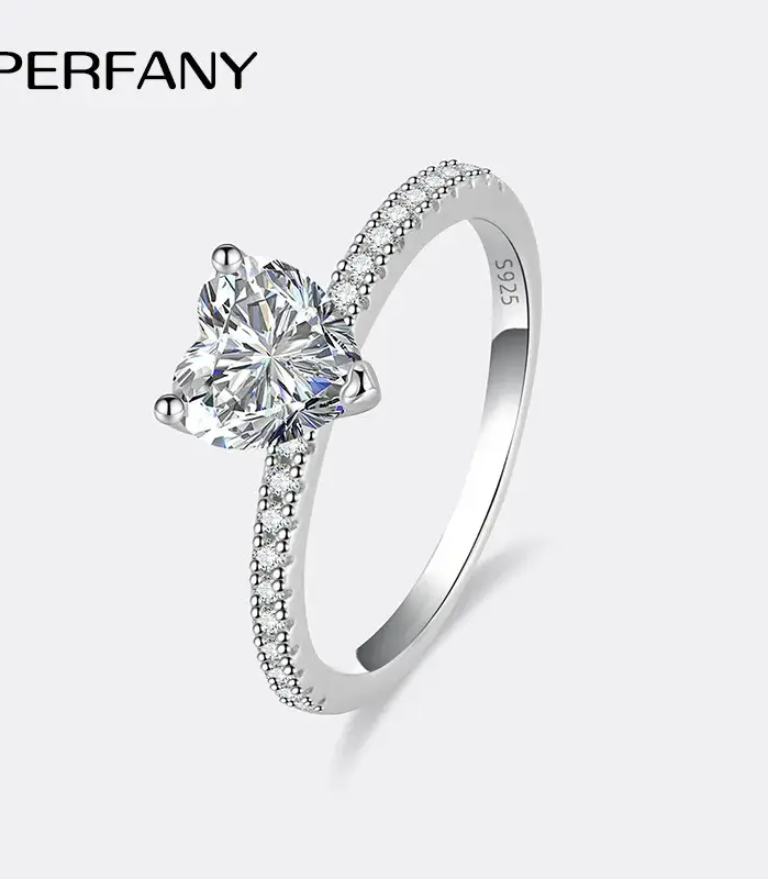 Anillo de moissanita con corte de corazón para mujer, 1/2CT, plata pura S925, brillante, diamante de laboratorio, joyería de compromiso de lujo 1