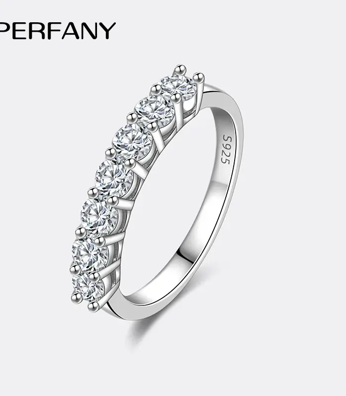Anillo de moissanita de 3mm para mujer, plata pura S925, anillo apilable de diamante eterno, joyería de moda para boda 1
