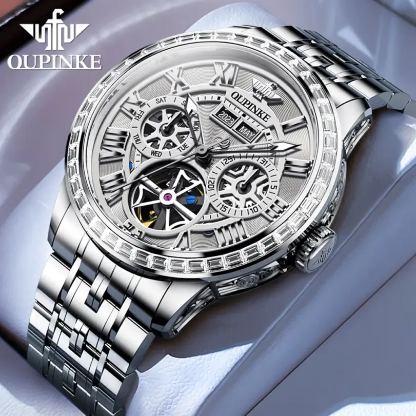 reloj mecánico automático genuino oficial para hombre, pantalla de calendario clásica, reloj de pulsera luminoso con esqueleto de negocios de lujo 1 reloj mecánico automático genuino oficial para hombre, pantalla de calendario clásica, reloj de pulsera luminoso con esqueleto de negocios de lujo 1