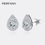 Pendientes de moissanita de 1CT para mujer, pendientes de plata pura S925 con corte de gotas de agua, pendientes de diamantes de laboratorio, joyería de lujo 1