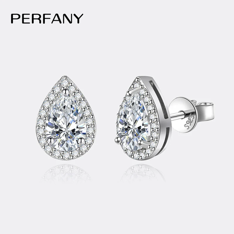 Pendientes de moissanita de 1CT para mujer, pendientes de plata pura S925 con corte de gotas de agua, pendientes de diamantes de laboratorio, joyería de lujo 1 Pendientes de moissanita de 1CT para mujer, pendientes de plata pura S925 con corte de gotas de agua, pendientes de diamantes de laboratorio, joyería de lujo 1