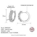 pendientes de aro de moissanita para mujer, 100% de plata pura, diamante de laboratorio, elegante, alta joyería, regalo de fiesta 3