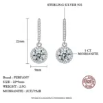 Pendientes de moissanita de 1 quilate para mujer, pendientes redondos de plata pura S925 con certificado GRA, joyería de boda de moda 3
