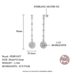 pendientes de gota de moissanita de 1CT para mujer, aretes largos redondos de plata pura S925 con diamantes de laboratorio, joyería de fiesta de alta gama 3 pendientes de gota de moissanita de 1CT para mujer, aretes largos redondos de plata pura S925 con diamantes de laboratorio, joyería de fiesta de alta gama 3