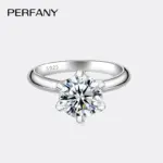 Anillo de moissanita de 1-5CT para mujer, plata pura S925, clásico, seis garras, diamante de laboratorio, certificado GRA, joyería de boda 1