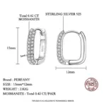 0.42CT todos los pendientes de aro de moissanita para mujer 100% plata pura pendientes cuadrados de diamantes de laboratorio joyería de boda de moda 3