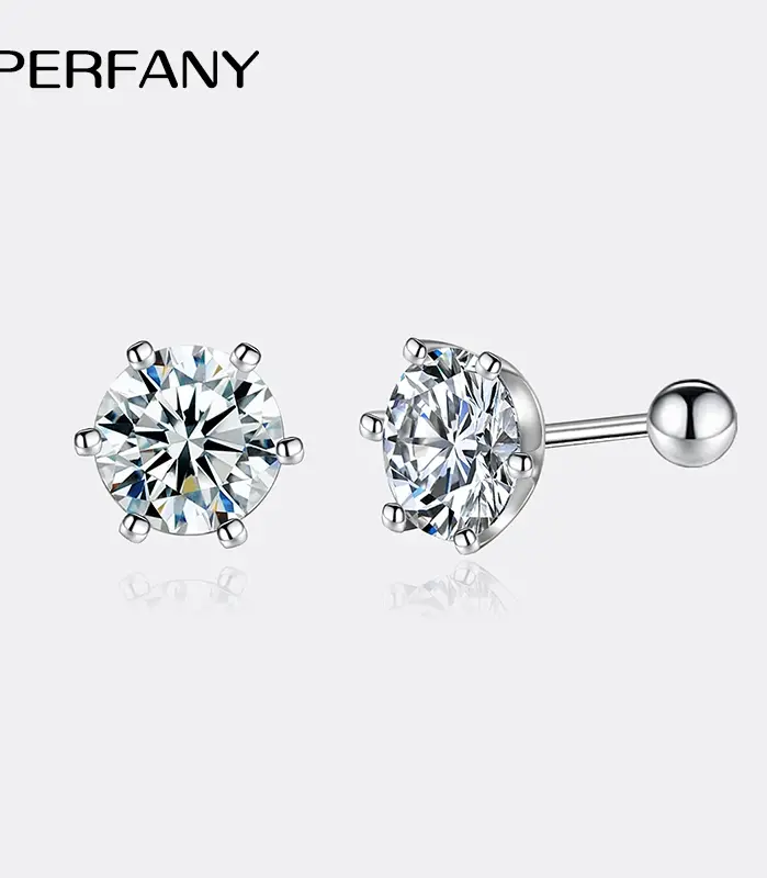 pendientes de moissanita de 0,2 CT-2CT para mujer, tornillos de plata pura S925, pendientes de diamantes certificados en laboratorio, joyería de boda 1