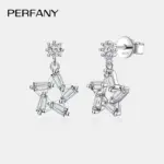 pendientes de gota de moissanita para mujer, 0,2 quilates, plata pura S925, diseño de estrella, diamante de laboratorio, regalo de fiesta, joyería 4