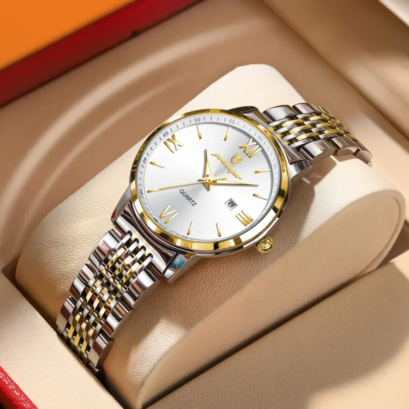 Reloj de lujo para mujer, Reloj luminoso resistente al agua de alta calidad con fecha para mujer, relojes de cuarzo de acero inoxidable para mujer, Reloj + caja 1 Reloj de lujo para mujer, Reloj luminoso resistente al agua de alta calidad con fecha para mujer, relojes de cuarzo de acero inoxidable para mujer, Reloj + caja 1