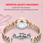 Reloj para mujer, malla de acero inoxidable, oro rosa, Simple, resistente al agua, relojes luminosos para mujer, relojes de cuarzo de lujo elegantes 2