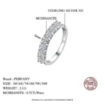 Anillo de moissanita de 3mm para mujer, plata pura S925, anillo apilable de diamante eterno, joyería de moda para boda 3