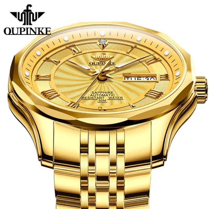 reloj mecánico automático de diamante Real para hombre, marca superior suiza, espejo de cristal de zafiro de lujo, calendario resistente al agua luminoso 4