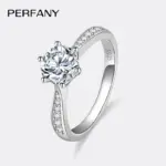 Anillo de moissanita de 0,5-3 quilates para mujer, anillo de compromiso brillante de plata pura S925, joyería de alta gama para boda 1