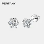 Pendientes de moissanita de 0,3-2 quilates para mujer, tornillo de plata pura S925, joyería de moda de boda con diamantes de laboratorio de seis garras 4